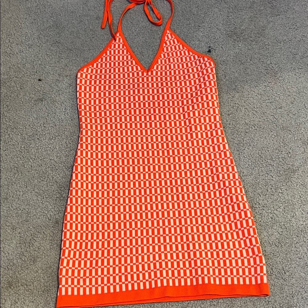 Cotton Candy Orange and White Mini Dress
